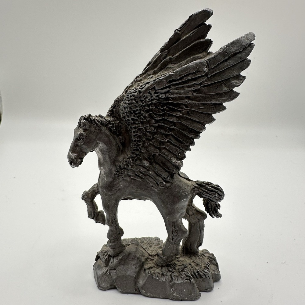 VTG Pewter Pegasus Figurine Statue Fantasy Mythical Winged Horse Decor‎ 3 1/2"